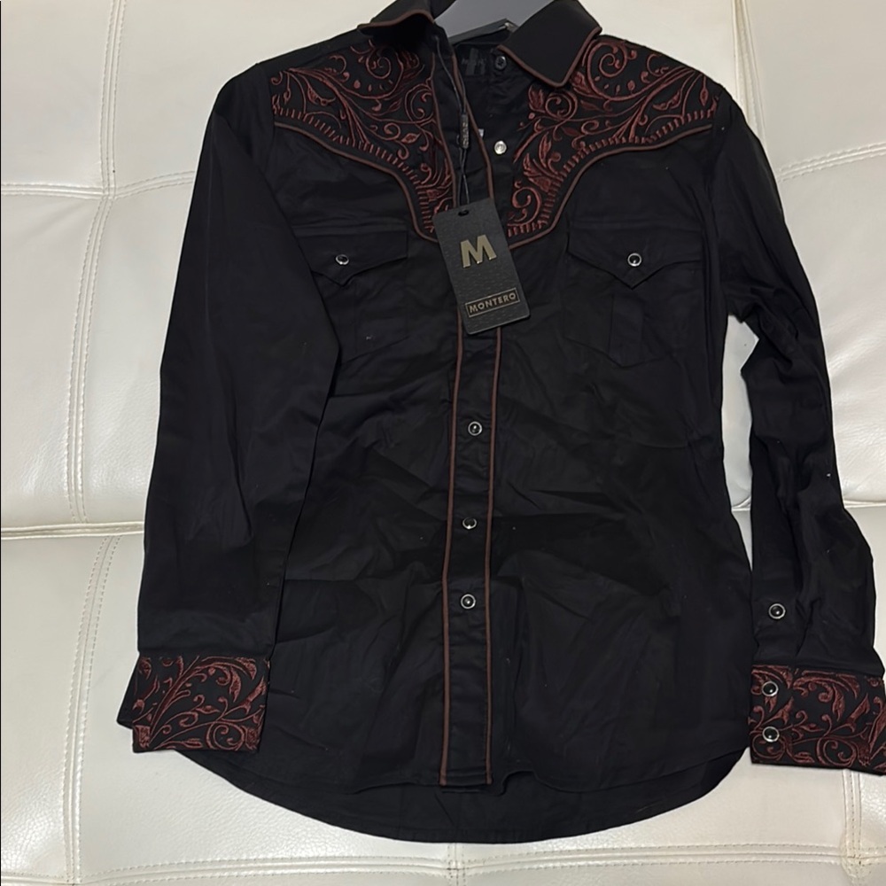 Montero Black Shirt with Red Embroidery